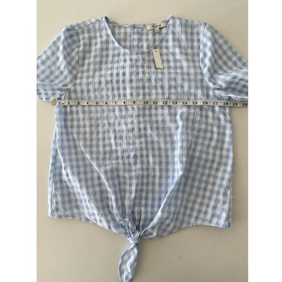 NWT Madewell Button-Back Tie Tee in Gingham Check - Picture 6 of 8